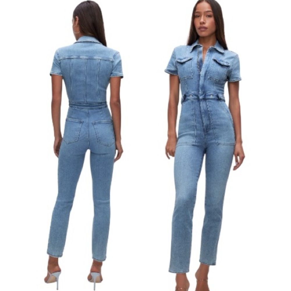 New Good American Fit For Success Denim Jumpsuit